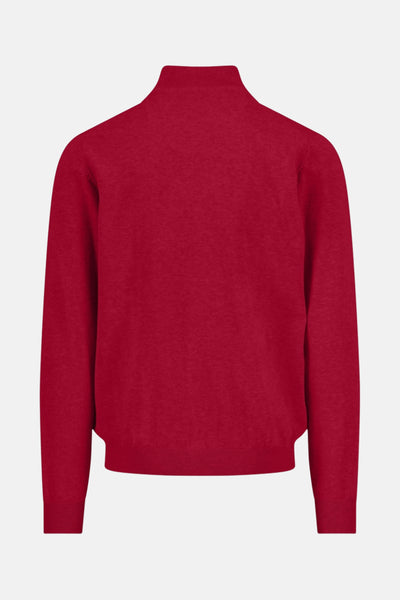 Pull à col roulé rouge de FYNCH-HATTON, en maille texturée, vue de dos.
