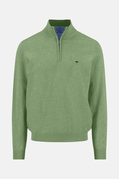 Groene coltrui van FYNCH-HATTON, achterkant, met een geribde opstaande kraag.