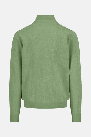 Pull à col roulé vert de FYNCH-HATTON, vue de dos, avec un col montant côtelé.
