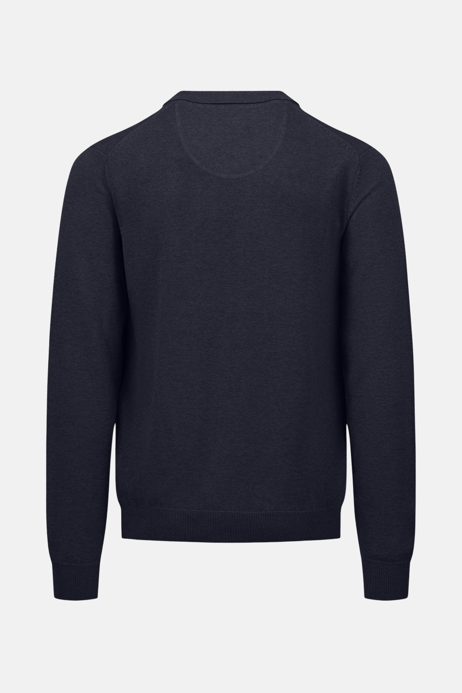 Pull bleu marine de FYNCH-HATTON, vue arrière, en maille fine avec col rond et manches longues.