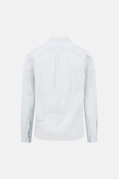 Chemise à manches longues multicolore de FYNCH-HATTON, motif imprimé sur fond blanc, vue de dos.
