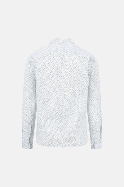Chemise à manches longues multicolore de FYNCH-HATTON, motif imprimé sur fond blanc, vue de dos.
