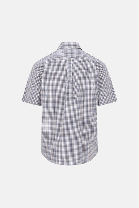 Chemise à manches courtes multicolore de FYNCH-HATTON, motif à carreaux vichy, coupe classique, vue arrière.