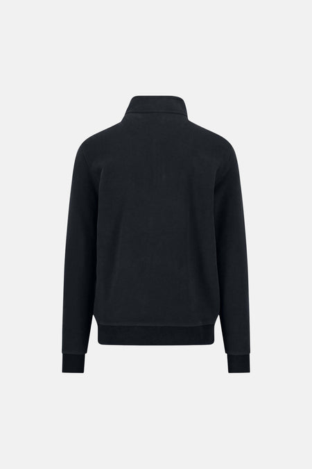 Sweat à capuche bleu de FYNCH-HATTON, vue arrière, col montant, coupe ajustée, finition côtelée aux poignets et bas.