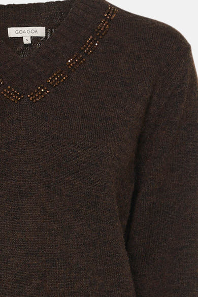 Pull col V - brun