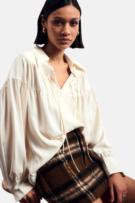 Blouse à manches longues - beige