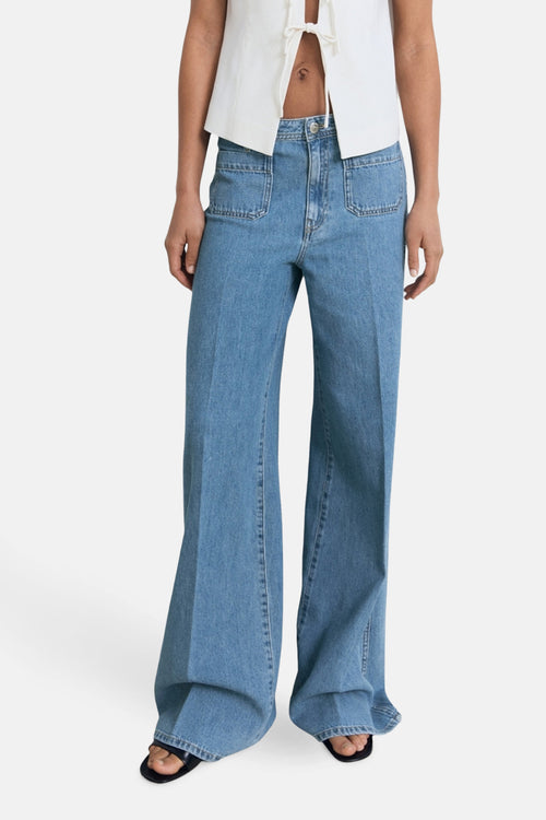Jean large MID BLUE DENIM - MANGO