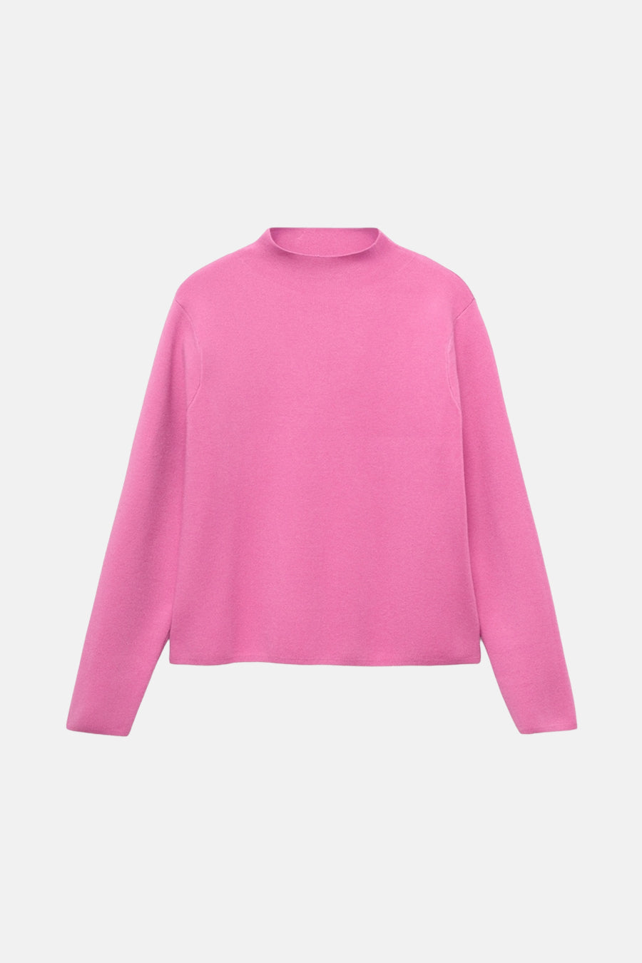 Roze trui met ronde hals van MANGO, in fijne en zachte breinaald.