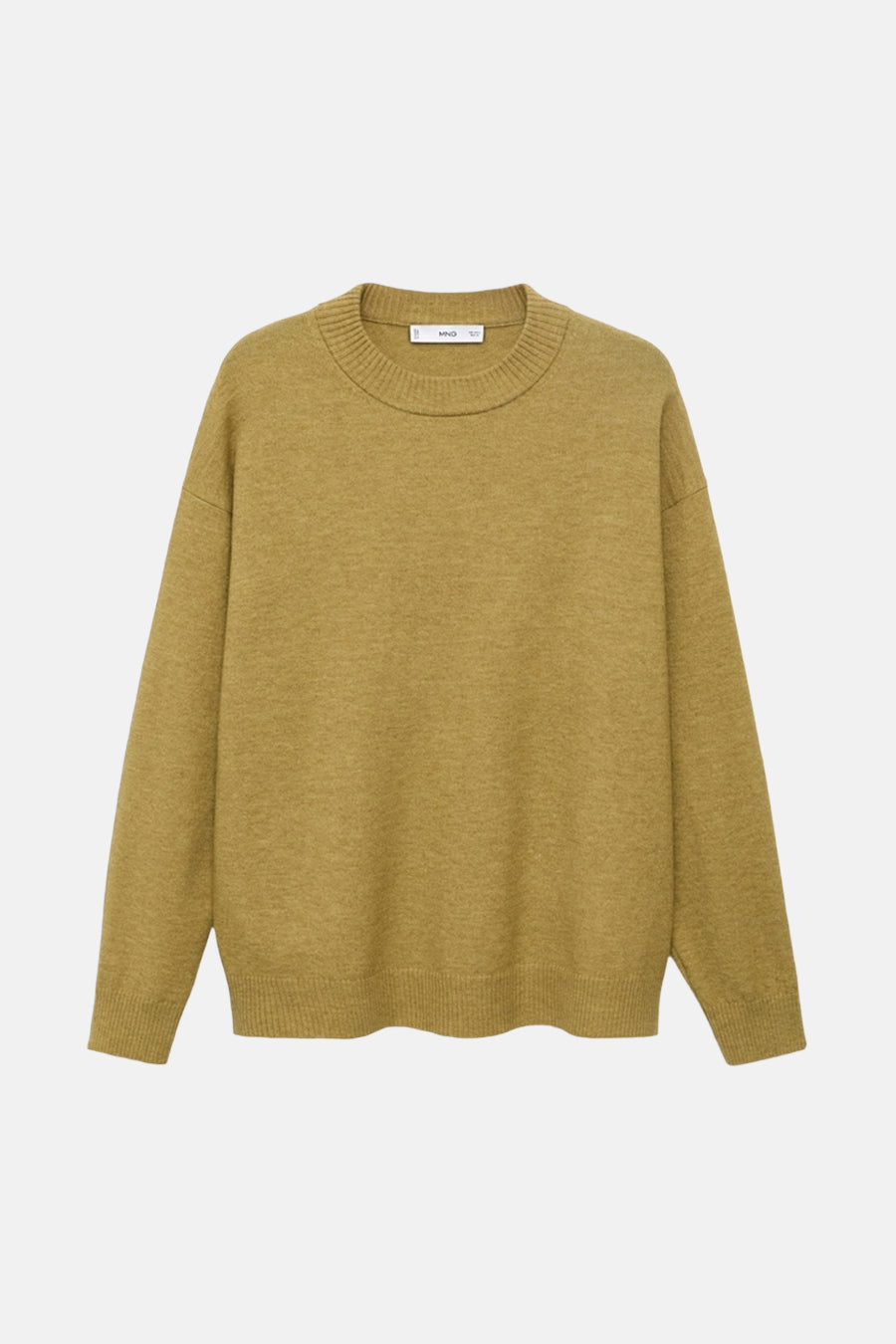 Pull à col rond vert par MANGO, en maille texturée fine et coupe décontractée.
