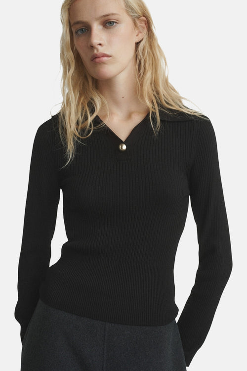 Pull met ronde hals - zwart