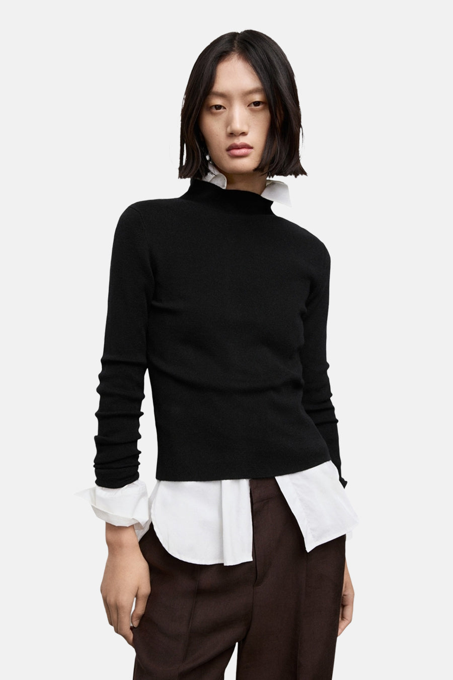 Pull met ronde hals - zwart