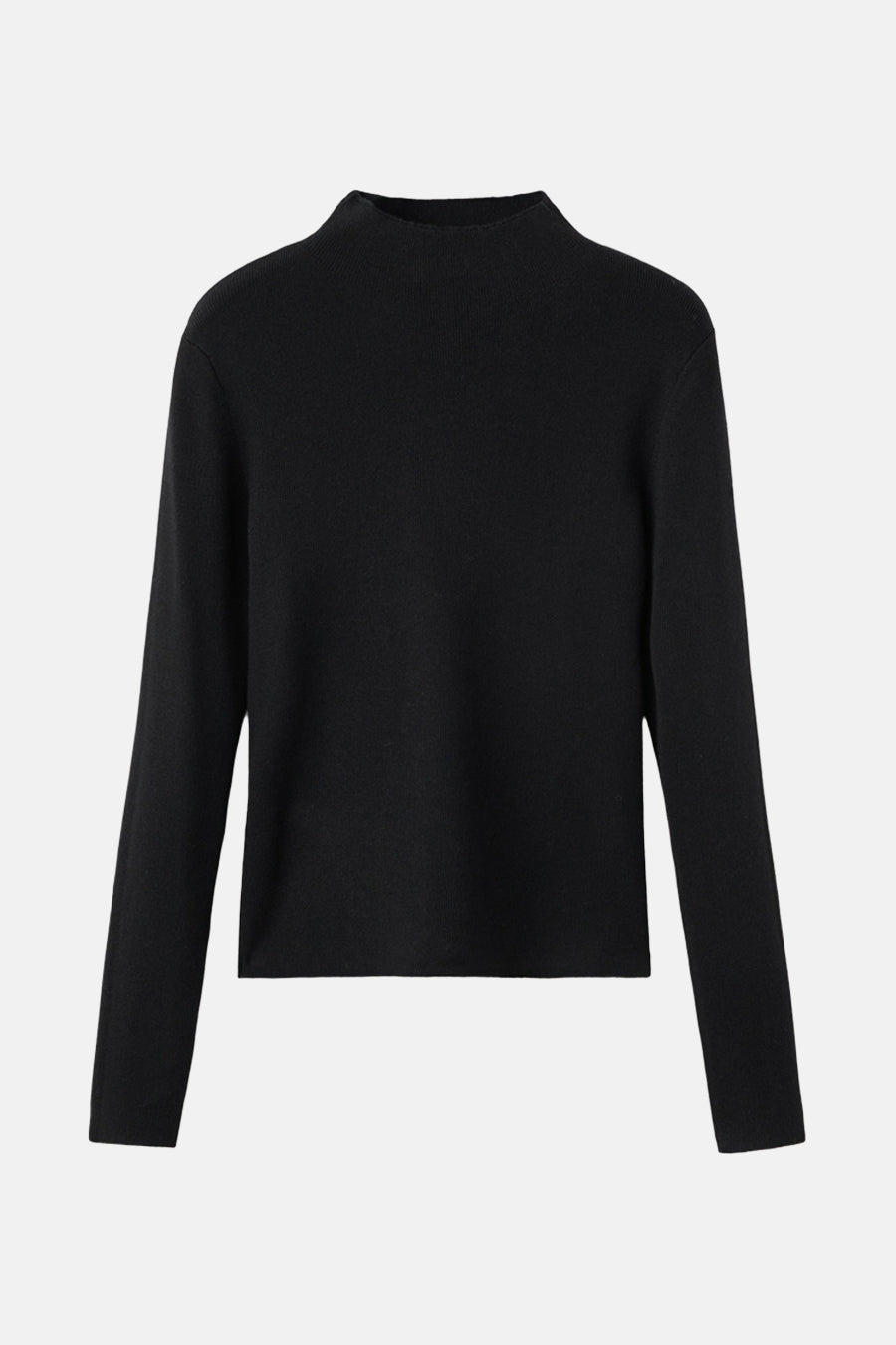 Pull col rond noir de MANGO, en maille côtelée fine, manches longues.
