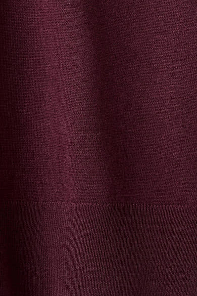 Pull à col rond bordeaux de MANGO, en tricot lisse avec bordure côtelée.