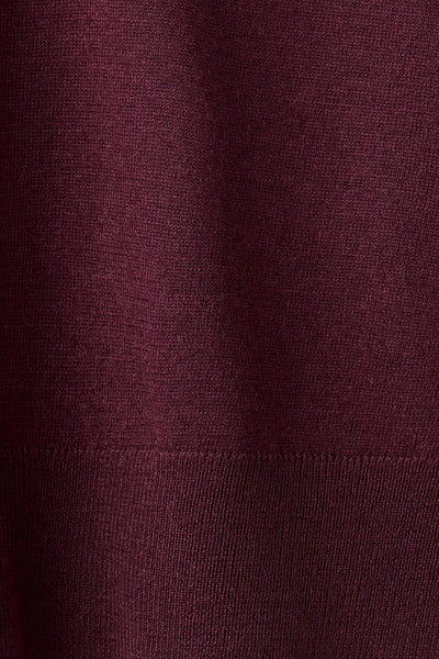 Bordeaux ronde hals trui van MANGO, in gladde breinaard met geribbelde boord.