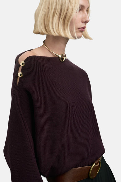 Pull met ronde hals - bordeaux