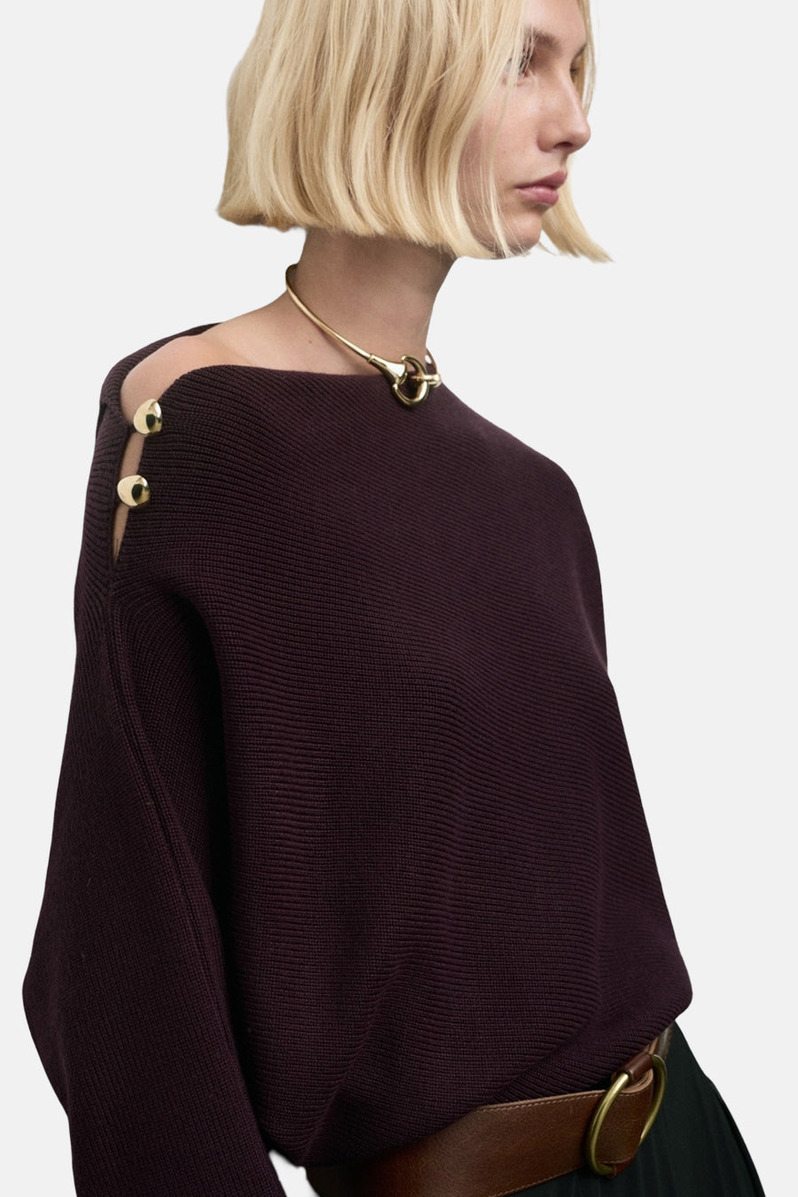 Pull met ronde hals - bordeaux