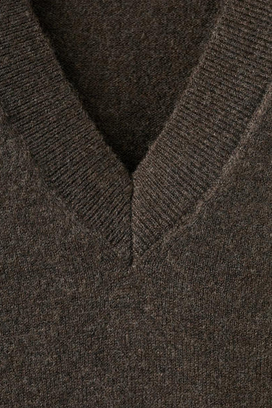 Pull met V-hals - bruin