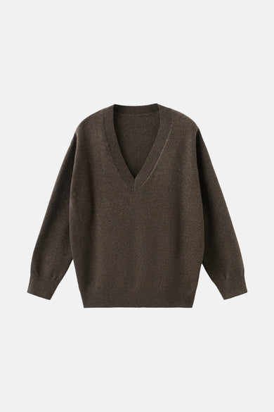 Pull met V-hals - bruin