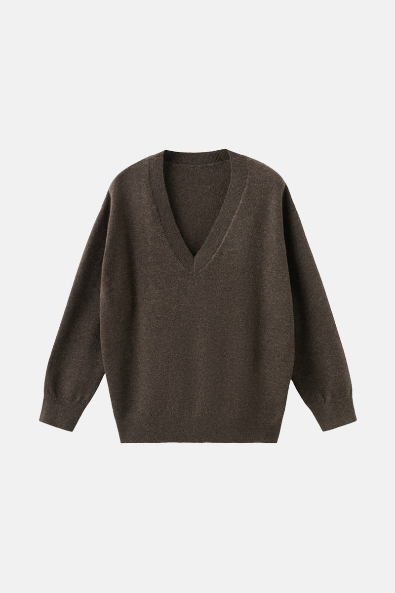 Pull met V-hals - bruin