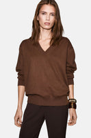 Pull met V-hals - bruin