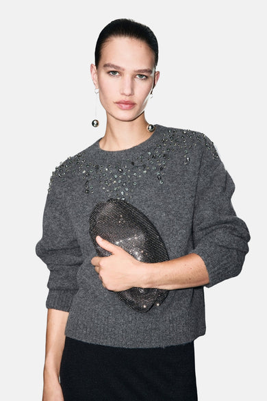 Pull met ronde hals - bruin