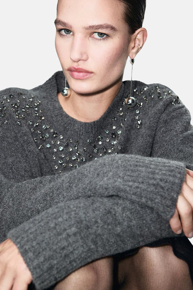 Pull met ronde hals - bruin