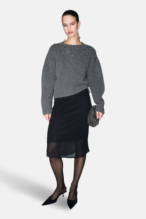 Pull met ronde hals - grijs