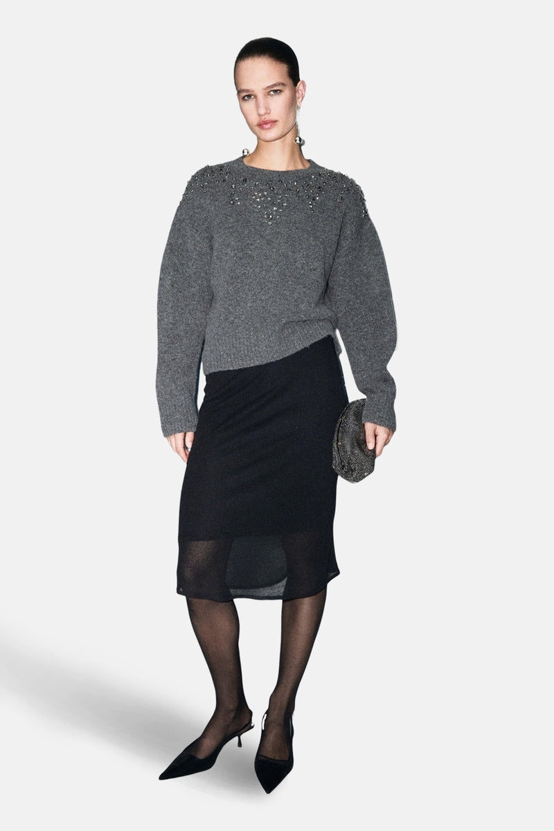 Pull met ronde hals - grijs