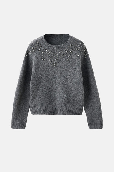 Pull met ronde hals - grijs