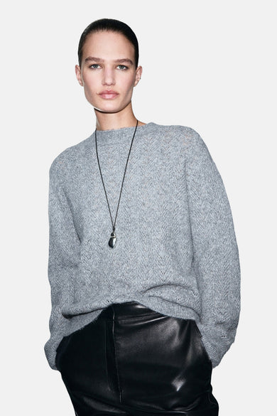 Pull met ronde hals - blauw