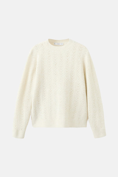 Pull met ronde hals - ecru