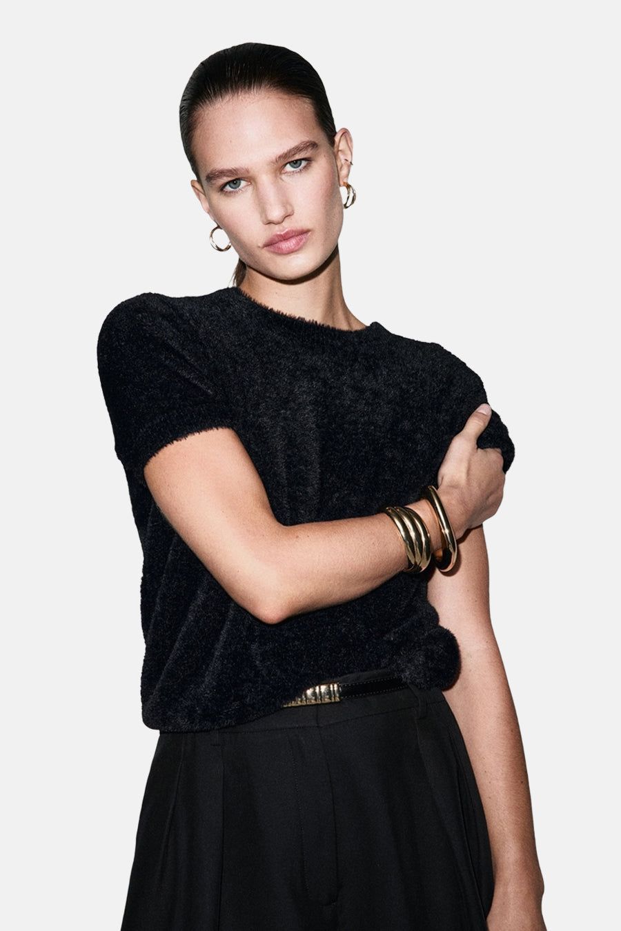 Pull met ronde hals - zwart