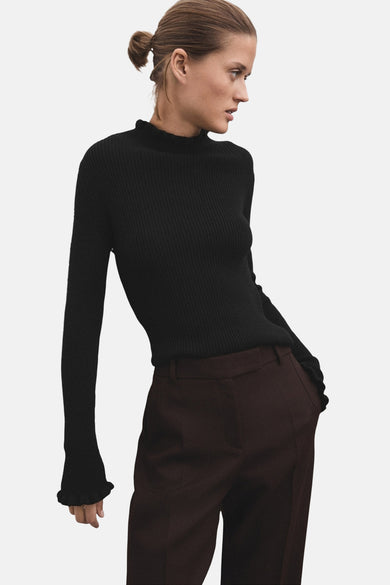 Pull met ronde hals - zwart