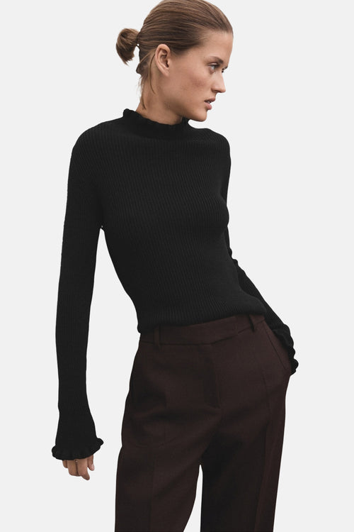 Pull met ronde hals - zwart