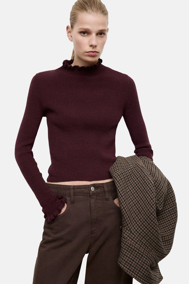 Pull met ronde hals - bordeaux