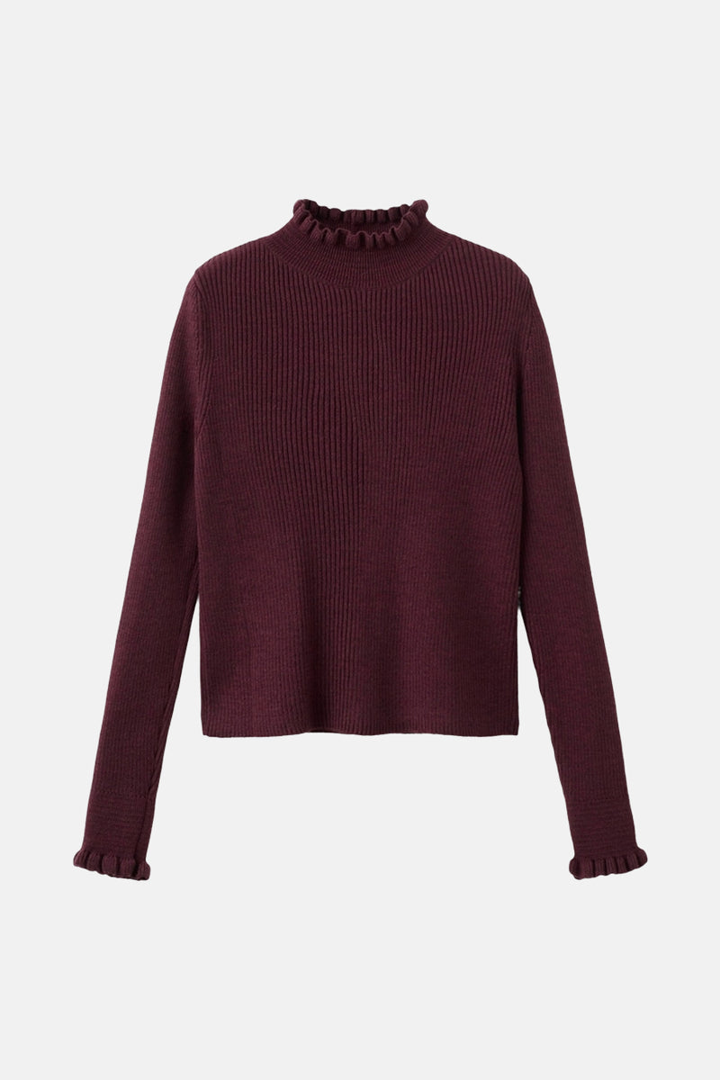 Pull met ronde hals - bordeaux