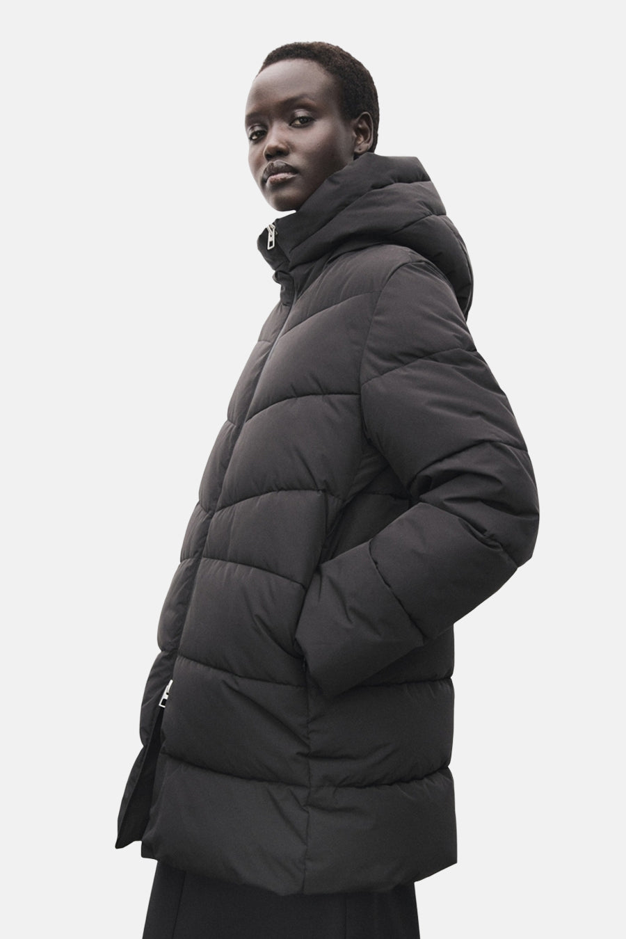 Lange jas zwart - MANGO