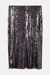 Jupe longue marron à sequins par MANGO, à texture brillante et coupe droite.