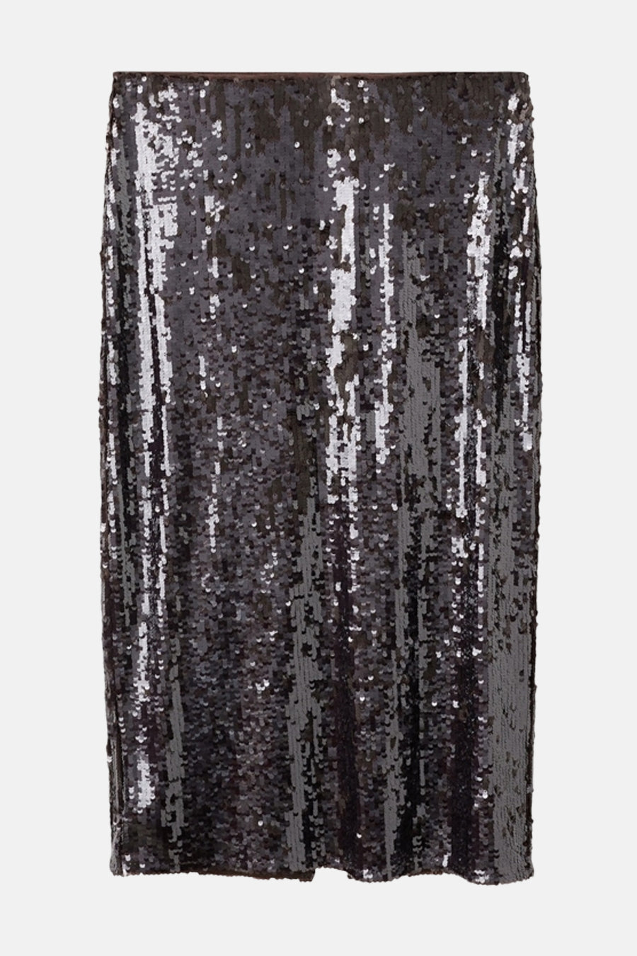 Jupe longue marron à sequins par MANGO, à texture brillante et coupe droite.
