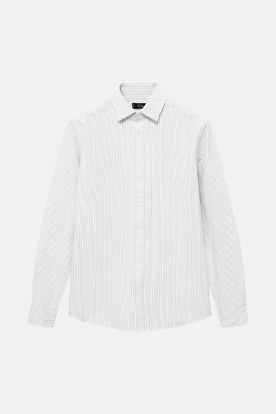 Gestreepte katoenen blouse met lange mouwen van MANGO, met een knoopsluiting aan de voorkant.