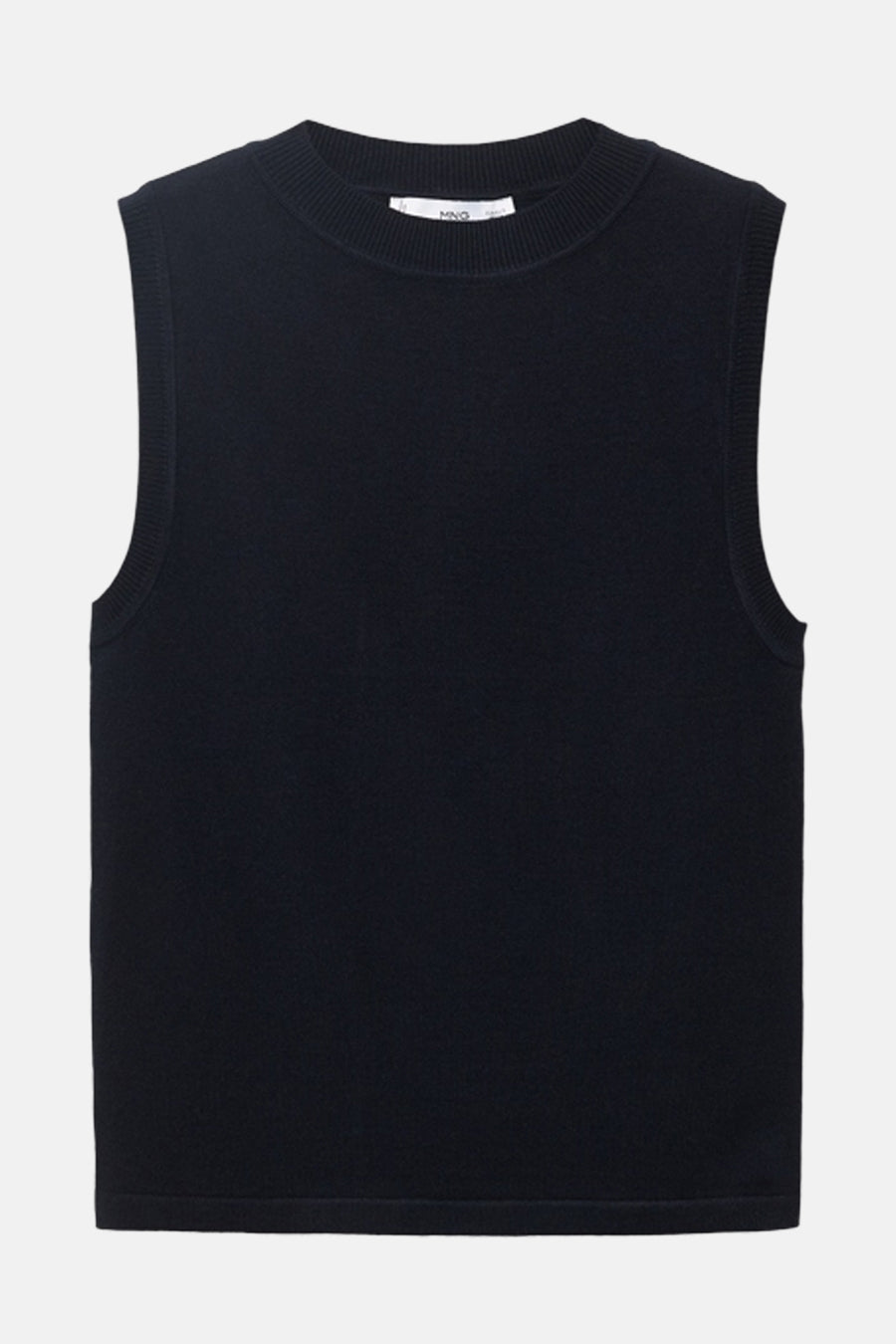 Blauw mouwloos topje van MANGO, in effen breisel.