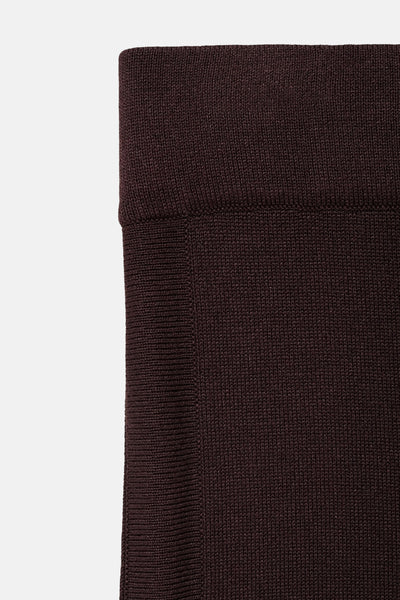 Bruine broek van MANGO, in fijne ribgebreide stof met een brede elastische tailleband.