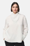 Witte blouse met lange mouwen van MANGO, met fijne strepen en een sjaalkraag.