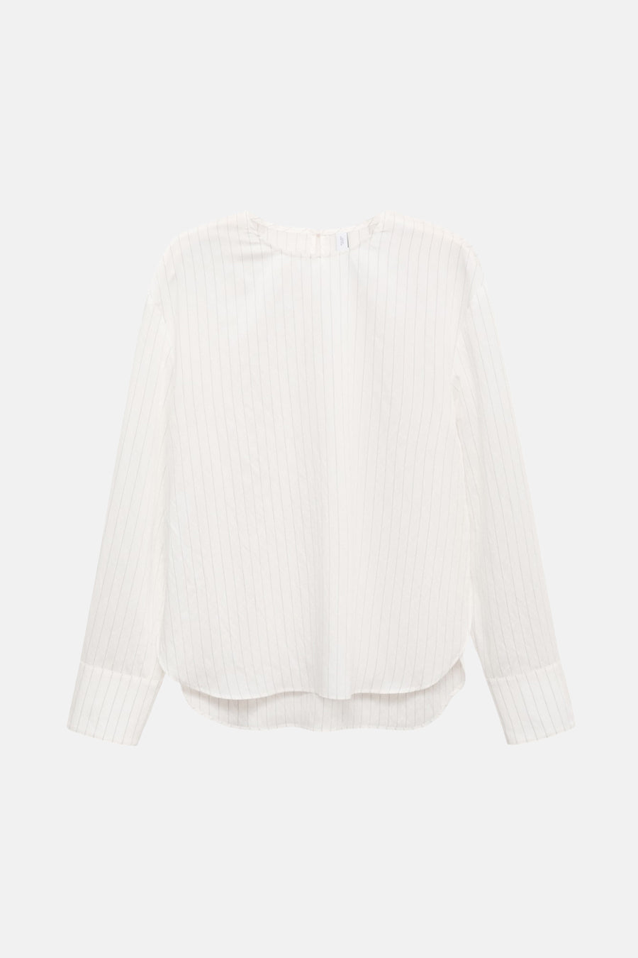 Wit blouse met lange mouwen van MANGO, met fijne verticale strepen op een effen achtergrond.