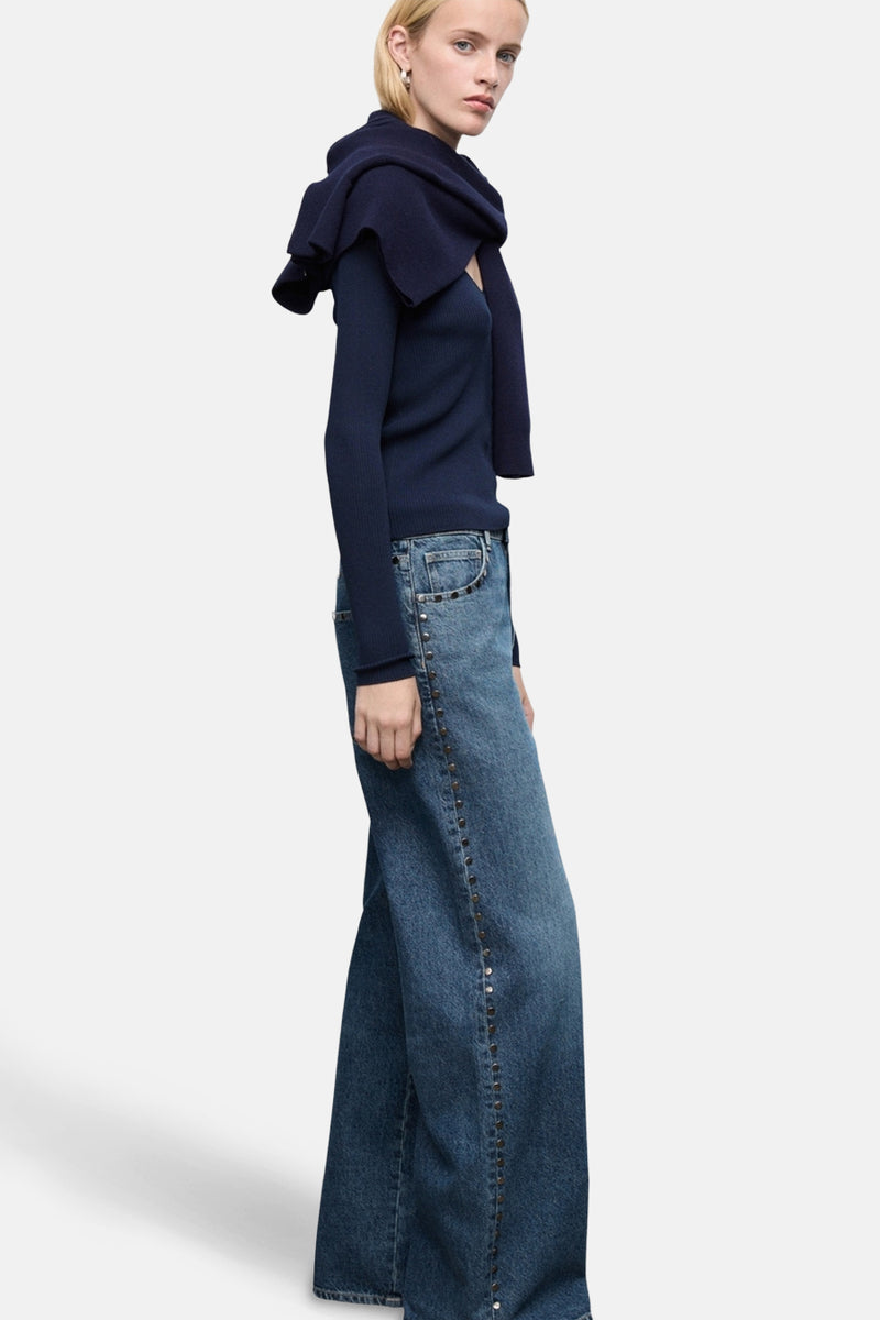 JEANS STUDS - dark blue denim