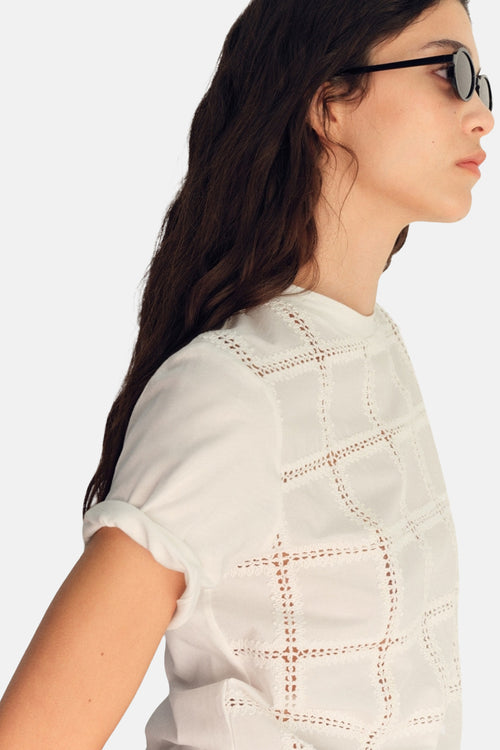 Top uni manches courtes Blanc - MANGO