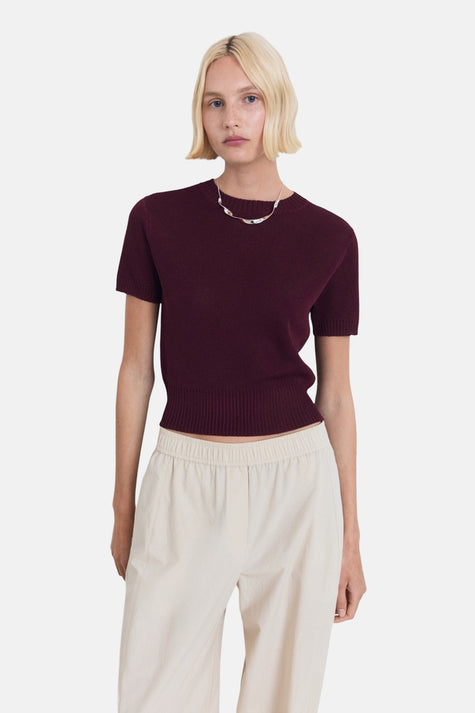 Pull met ronde hals - bordeaux