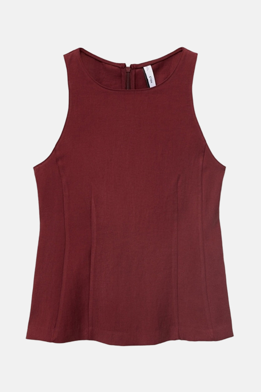 Bordeaux mouwloos blouse van MANGO, met onopvallende ritssluiting aan de achterkant.
