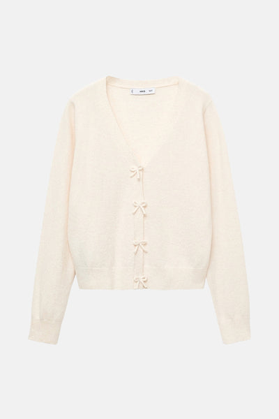 Ecru vest van MANGO, met V-hals en decoratieve knoopsluiting.
