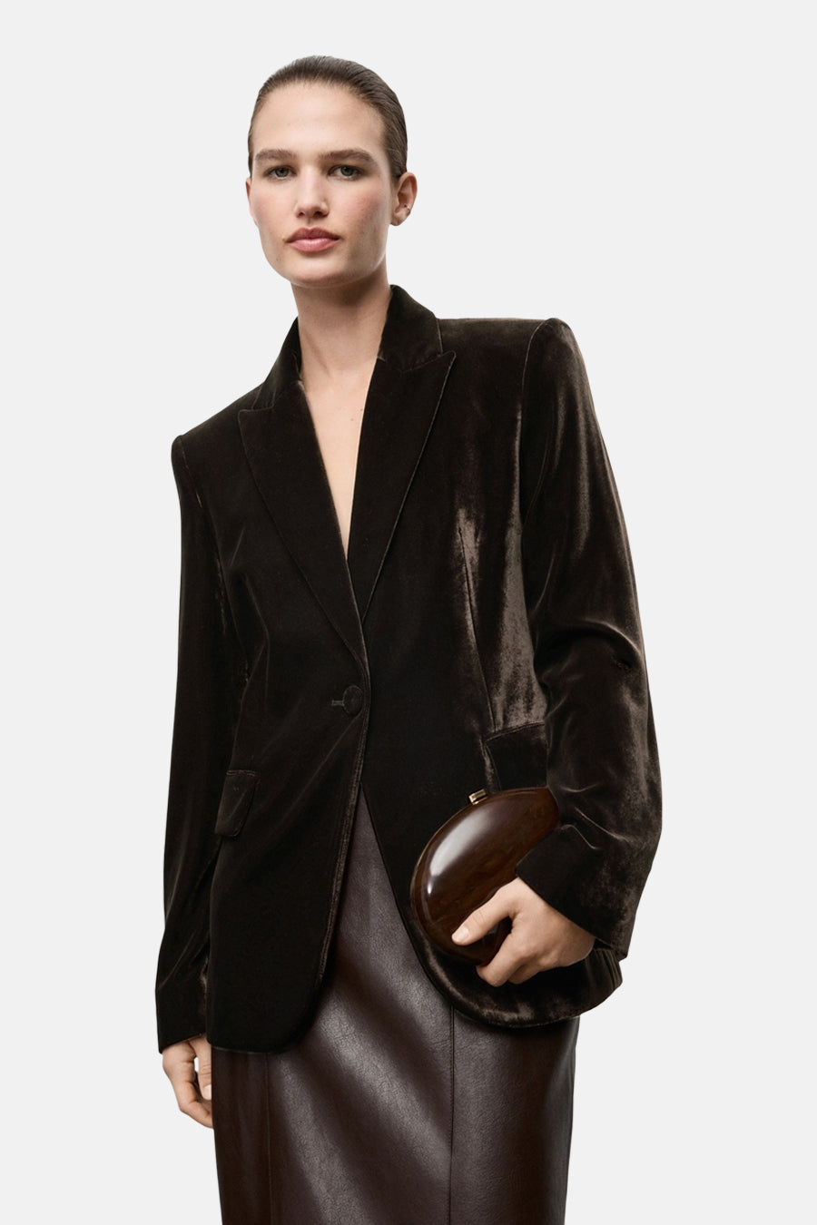 Blouse 3/4 bruin - MANGO